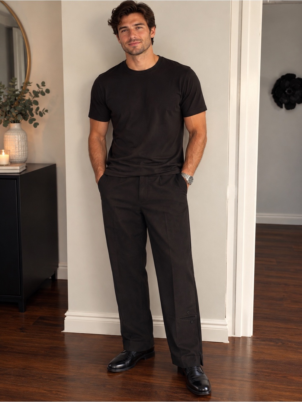 Club Monaco Black Straight-Leg Chinos Slacks Pants
